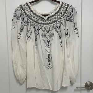 Parker Teagan Off the Shoulder Aztec Embroidered Top